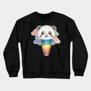 Cute Kawaii Panda Pride with rainbow ice con Crewneck Sweatshirt